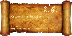Kriván Gyula névjegykártya